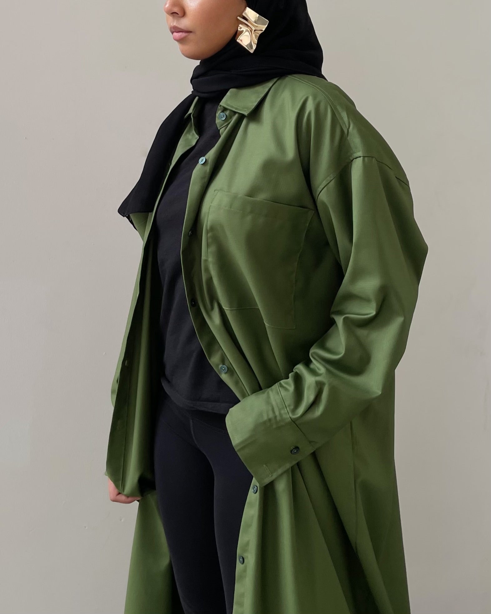 Chemise oversize kaki